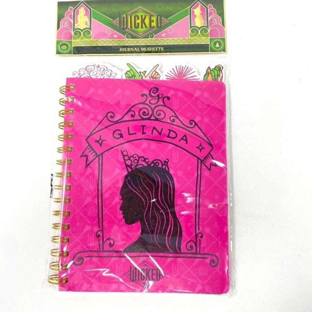 Wicked The Movie Pink Glinda 96 Page Spiral Tab Journal 8.25" x 6.5"